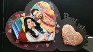GONDGET Personalized Best Wishes Heart Shape Photo Tile Frame | Best Couple Gifts