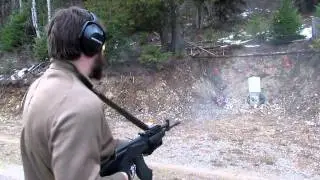 Rapid firing the M10-762 AK-47 rifle