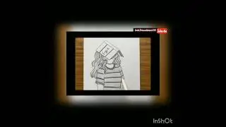 A girl hide face drawing // girl hide her emotions with book// pretty girl