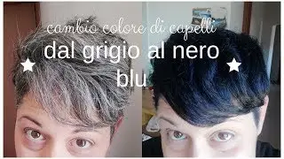 DAL BRIZZOLATO AL NERO BLU| copriamo i capelli grigi #restyling #haircolortransformation