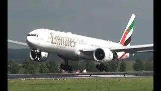 4K | Emirates Boeing 777 landing at Brussels Airport
