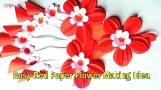 Easy Red Paper Flower Making Idea