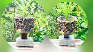 347 | how to make decorative cement pot | creative ideas of cement