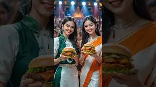 🇵🇰 Pakistan Girl vs 🇮🇳 India Girl 🍔 Burger Battle 2025 | Who Wins? 🏆#ai #india #pakistan #army