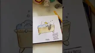 Day 30 of April birds challenge and prompt is an albatross in a bathtub #makearteveryday