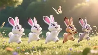 Five Little Bunnies Jumping on the Ground | Fun Counting & Action Song for Kids | Nursery Rhymes