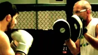 Rustam Khabilov working the mitts with Coach Wink