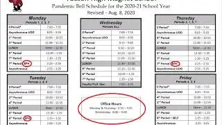 2020-21 THMS Bell Schedule Explained