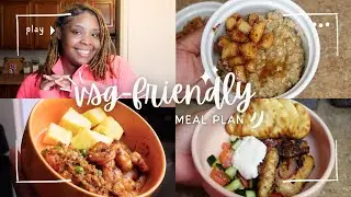 vsg-friendly meal plan🍍🦐 | maple apple oatmeal, teriyaki shrimp + pineapple, chicken shawarma + naan