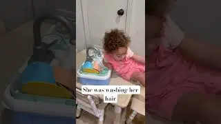 Baby girl was washing her hair 😂 #babygirl #mom #toddler