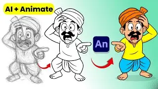 AI से Sketch बनाकर Adobe Animate में Cartoon Character तैयार करें | By Hindi Tooniverse