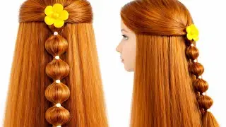 Open Hair Bubble Braid Hairstyle | Easy Quick Party Look | Wedding Hairstyles