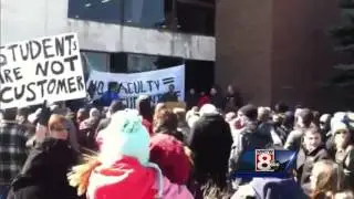 Hundreds of USM students protest faculty layoffs