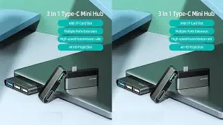 USAMS Mini Hub Type C to USB 3.0 2.0 Port TF Card