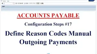 AP Configuration Steps #17 Define Reason Codes Manual Outgoing Payments