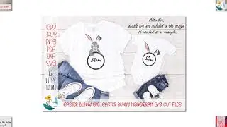 Easter bunny SVG. Easter Bunny Monogram Svg cut files.