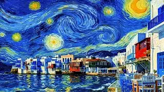 Mykonos in Starry Night Style | Relaxing Instrumental Music for Study & Focus #jqkart