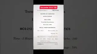 MCS-212 December 2025🚨 TEE Exam 🔥IGNOU Question Paper 😱#shorts #ignouexam2025 #mca #ignoumca #mcs212