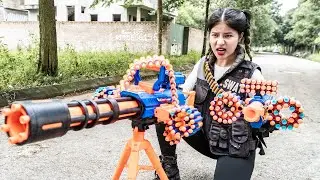 LTT Films : The Female Warrior Returns Silver Flash Nerf Guns Fight Crime Group Mr Tiger Mask