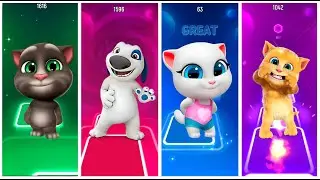 Talking Angela 2 & Talking Tom & Talking Hank & Talking Ginger Coffin Dance Cover in Tiles Hop