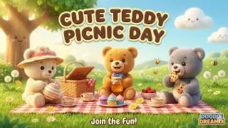 Teddy Bear Picnic Song & Story | Cartoon for Toddlers and Kids | Doodle Dreamix 🌙✨