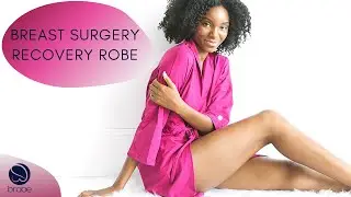 Breast Surgery Recovery Robe with a Built In Bra and Interior Pockets to hold JP Drains