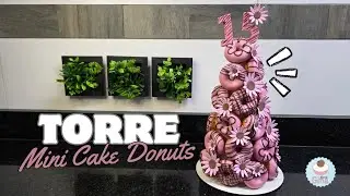 [AULA GR&Aacute;TIS] - Aprenda a fazer uma TORRE de Mini Cake Donuts - MASSA DE LIM&Atilde;O 
