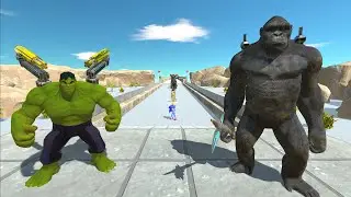 HULK 2 0 MACHINE GUN AND KING KONG FLAME THROWER DEATH RUN - Animal Revolt Battle Simulator