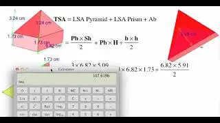 Level 32: Composite Solid Total Surface Area of Triangular Based Pyramid On Top Of A Prism