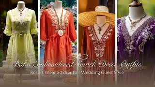 Boho Embroidered Smock Dress Outfits | Resort Wear 2025 & Fall Wedding Guest Style