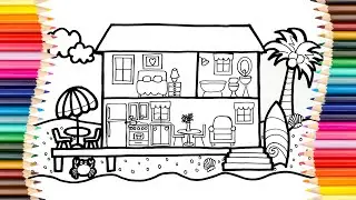 Set Of Houses. How to Draw a House Easy.