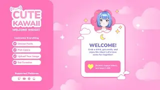 Animated  Cute Kawaii Welcome Twitch Widget for StreamElements & OBS Studio