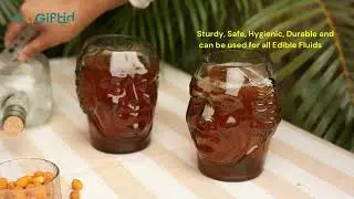 Large Monk Face Glass Recycled Rum Bottle | Quirky Funky Buddha Cocktail Beverage | Dads Rum Glass