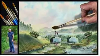 HOW TO PAINT A STONE BRIDGE,MISTY TREES,SKY,WATER & REFLECTIONS