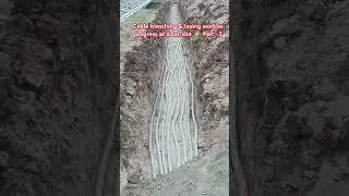 Cable trenching & laying work in progress at solar site ⚡ #ElectricalWork #SolarUpdate #GreenEnergy