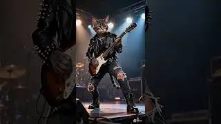 When the cat playing guitar 