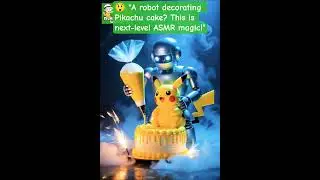 Shiny Robot Decorates Pikachu Cake with Neon Sparks ⚡🎂 | ASMR Satisfying# ASMR #oddlysatisfying