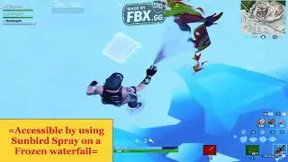 Fortnite Fortbyte#61 Accessible by using Sunbird Spray on a Frozen waterfall