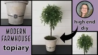 High End Modern Farmhouse Decor~DIY Topiary~Dollar Store Topiary Decor~the Schwowin's nest