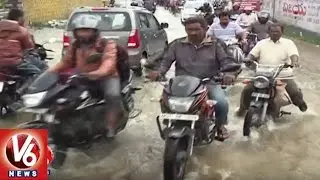 Hyderabad Rains | Flood Water Logged On Roads | Uppal | V6 News