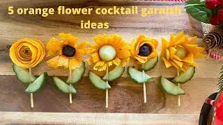Orange flower cocktail garnish skewer variations