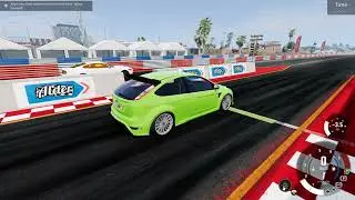 Beamng Drive 4K Ford Focus RS MK2 2.5L Inline 5 Turbo VS Ford Mustang 5.0L V8 Drag Race 1/4 Mile