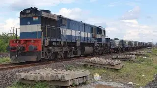 Railway Sleepers Goods Train | Special Malgadi with WDM3F Locomotive | Train Videos Indian Railways