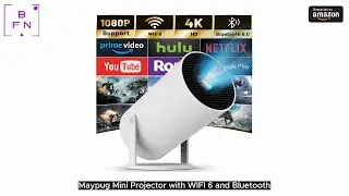 Maypug Mini Projector with WIFI 6 and Bluetooth, 4K 1080P Support Portable Projector 180&deg; Rotatable