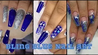Best Blue Bling Nail Designs of 2023 | Acrylic Nail Art
