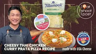 Cheesy Thai Curry Chicken Prata Pizza -  with USA Cheeses