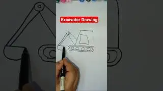 Excavator Drawing |How to Draw Excavator Step by Step#viral #trending #shorts