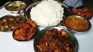 Eating Paneer Tikka and Noodles Curry With Rice (Indian Food)