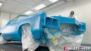 Spraying Exclusive New Color on Puncho's 72 Chevy Donk in the Booth