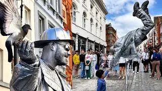 How Silverman Statue Stuns Crowd with the Shovel Trick 🪙✨ (Even the Pigeons Join In!)